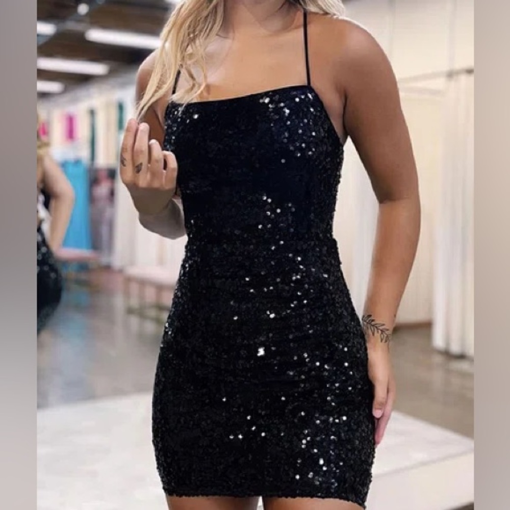 NWT She + Sky Black Sequin Mini Dress - Medium